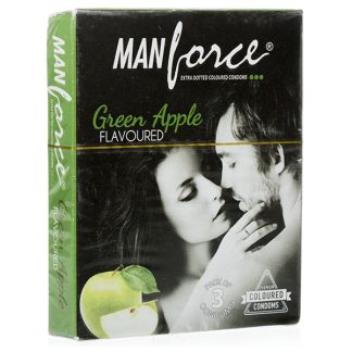 MANFORCE GREEN APPLE CONDOM_3 condom _Mankind Pharma