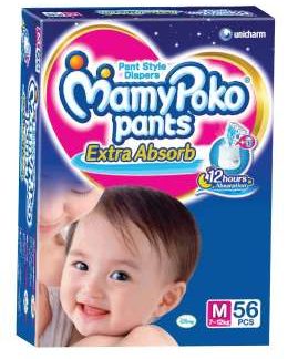 MAMY POKO PANTS DIAPER (MEDIUM) 56 diapers  Unicharm India