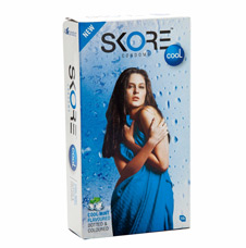 SKORE CONDOMS COOL MINT FLAVOURED DOTTED & COLOURED 10'S