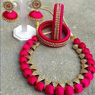 Sarpi Craft & Others Collection Pink Silk Thread Plastic Jewellery Set For Women