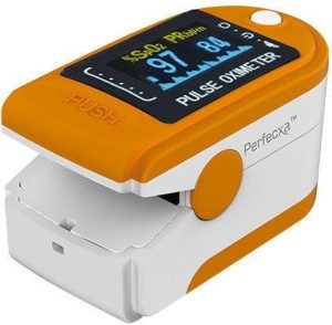 Perfecxa CMS502 Fingertip Pulse Oximeter with Carrying Pouch Orange