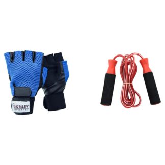 Sunley Gym Glove and Skipping Rope Combo