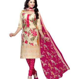 AngelFab Beige Cotton Dress Material
