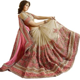Freental Fashion Beige Chiffon Saree