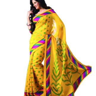 Grandiose Yellow Bhagalpuri Silk Saree