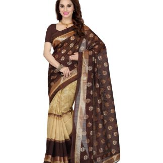 Ishin Brown Bhagalpuri Silk Saree