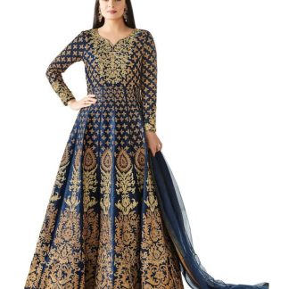 Jesti Designer Navy Bhagalpuri Silk Dress Material