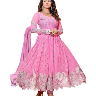 Exclusive Designer Pink Georgette Anarkali Semi Stitched Suit