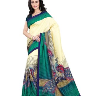 Miraan Green Bhagalpuri Silk Saree