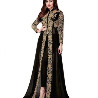 Salwar Soul Black Georgette Anarkali Semi-Stitched Suit