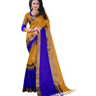 Ved Creation Gold Cotton Saree