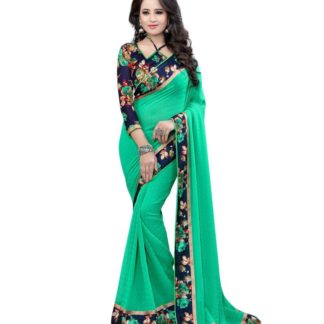 WXW Fashion Green Georgette Saree