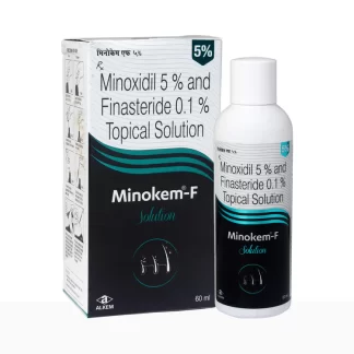 Minokem-F 5% Solution PACKING-bottle of 60 ml Solution  &  BRAND-Alkem Laboratories Ltd COMPOSITION-Minoxidil (5% w/v) + Finasteride (0.1% w/v)