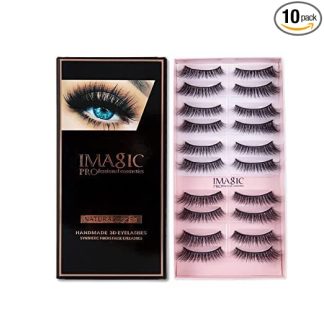 Red4 Imagic False Eyelashes Fiber Synthetic ,Natural & soft 100% Handmade 3D Eyelashes Pack 10 Pairs