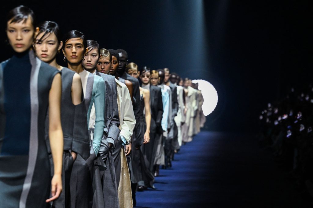 Milan Fashion Week: Benetton’s diverse collection blends floral and fruity patterns, bridging generations.