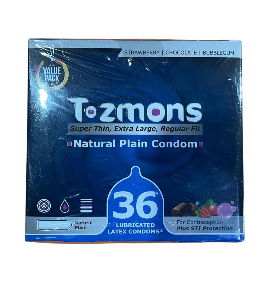 Tozmons Natural Plain Thin Condoms 36 lubricated condoms pack